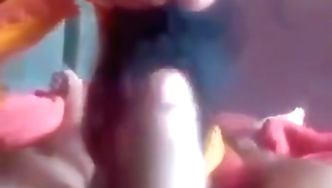 My stepsister is sucking a deepthroated cock in a video
