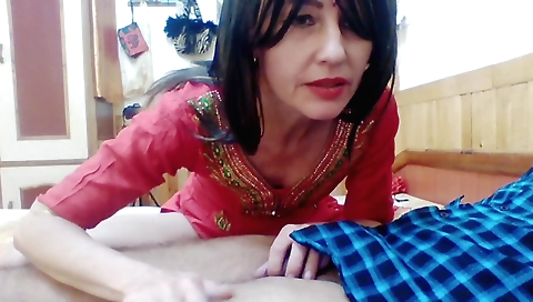 Indian milf fucks my dear friend in bed as she is getting naked
