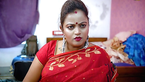 Busty indian milf threeway with two young students
