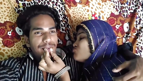 Indian girl with a beautiful body is playing with her husband