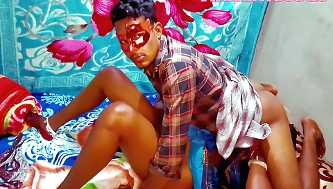Indian girl in her white shorts gets fucked on the bed