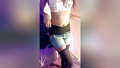 Solo female bra presentation in video call deal video