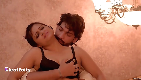 Busty brunette getting her tight pussy filled with a dildo