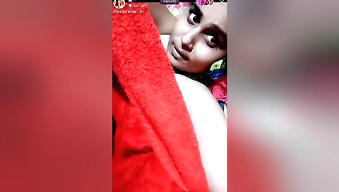 Amateur brunette shows her hairy pussy and boobs on webcam