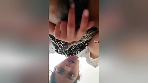 Stunning brunette hairy chick in sexy outfit on camera