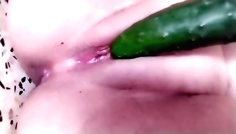 Blonde and sexy amateur solo girl fucks herself with big dildo