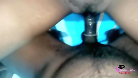 Girl with a hairy pussy in her bedroom with her boyfriend