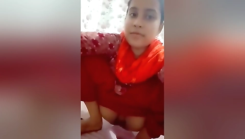 Brunette girl with large tits and a hot pussy shows off