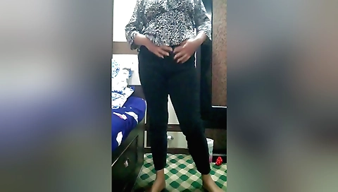 Indian naked solo video in a white dress and stockings