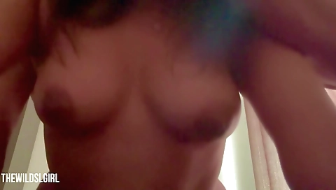 Hot brunette hairy girl with big tits fucked in POV