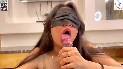 Indian blonde in a sexy outfit is getting her mouth licked