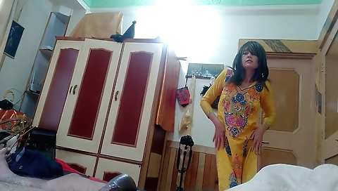 Sexy brunette moves her body in front of the webcam