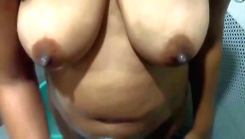 Indian girl with large tits getting creampie in mouth