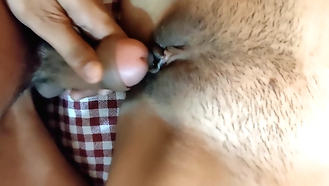 Indian teen with hairy pussy stretched by a big dick