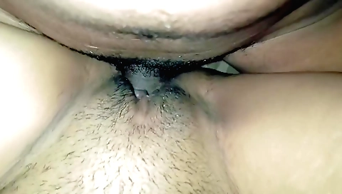 Hairy girl with hairy pussy sucking on her husband's cock