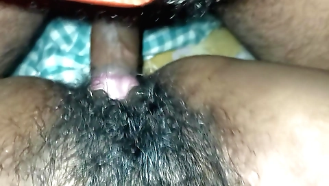Indian stepmother cum in her stepson's hairy pussy