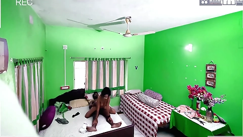 Indian brunette in a hotel room with her ex-boyfriend