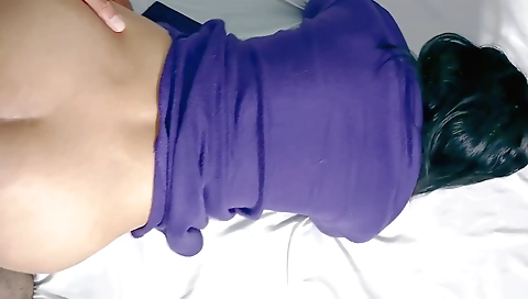 A brunette is giving a blowjob and she is getting fucked