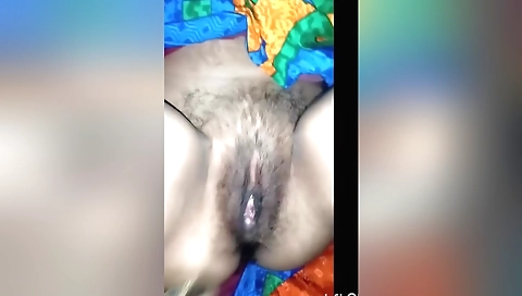 Amateur hairy girl touches pussy of a stepsister-in-law