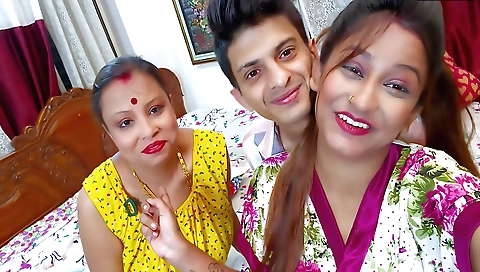 Indian stepbrother and two babes fucked in a threesome