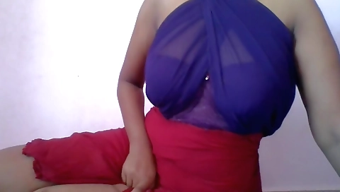 Indian babe wearing a sexy blouse and bra on the web cam