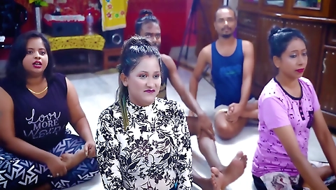Indian yoga teacher with huge braids and big tits gonna have threesome