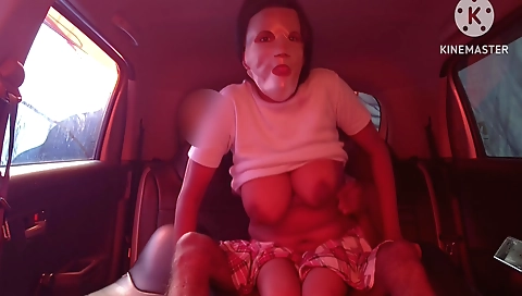 Indian car ride in the car seat and she riding on it