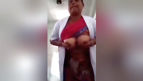 Bhabi is wearing sexy lingerie and shows her boobs
