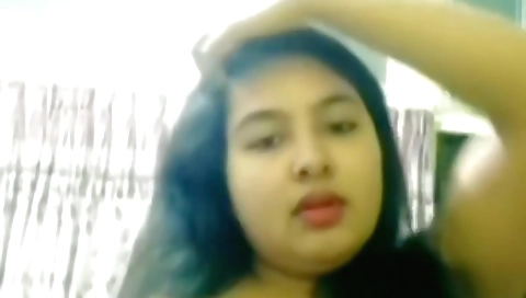Sexy indian girl naked in the bedroom in stockings