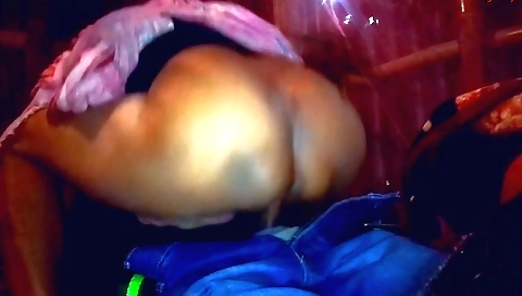 Indian aunt with big ass rides cock in her village