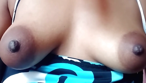 Porn video of horny brunette girl taking herself off