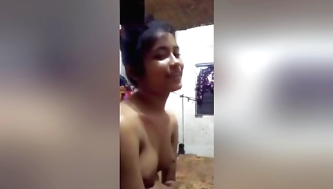 Brunette indian girl with a big black hair fucks her pussy