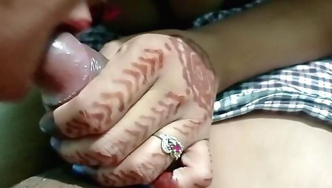 Hot brunette sucking a long cock in the night video