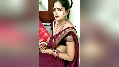 Indian solo female wears a sexy white blouse and shorts