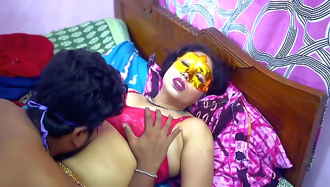 Desi bhabhi with her cute curves and tight pussy loves threesome