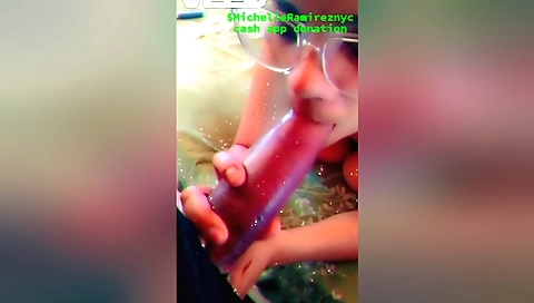 Brunette with a good body is blowing a dick while her boyfriend
