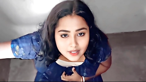 Indian girl in shorts and shirt shows her boobs and ass