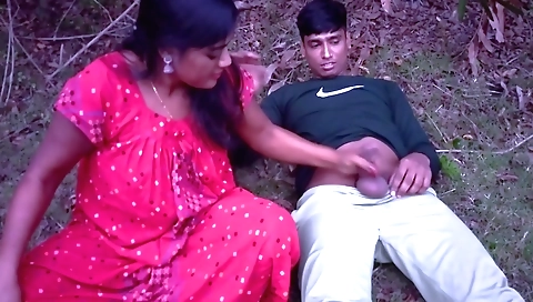 Indian guy has a blowjob and he gets fucked on the bushes