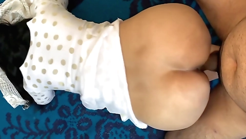 Indian brunette gives blowjob and gets fucked by stepbrother