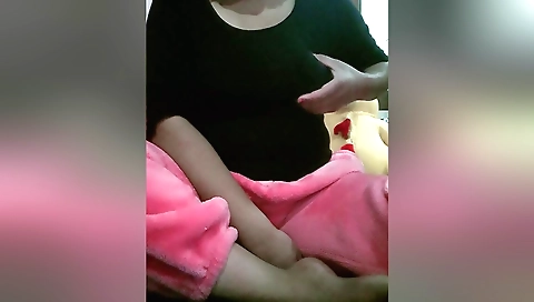 Indian brunette shows her big tits and juicy pussy