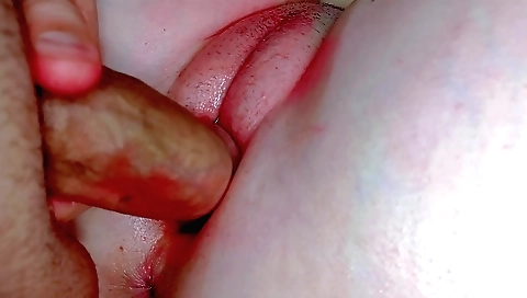 Sexy young girl with a small body gives a handjob to a stepdad