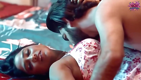Indian brunette enjoys fucking with her friend's cock