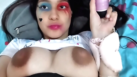 Stepsister fucks her pussy with dildo in hot solo vid