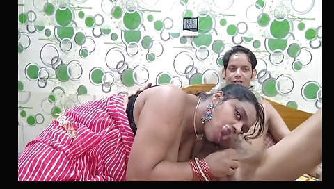 Indian stepmom teaches her stepson how to suck his cock